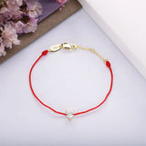 925 Silver Heart Crystal Red Rope Bracelet CZ Band Christmas Gift