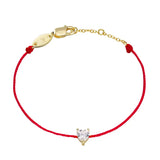 925 Silver Heart Crystal Red Rope Bracelet CZ Band Christmas Gift