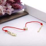 925 Silver Heart Crystal Red Rope Bracelet CZ Band Christmas Gift