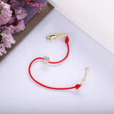 925 Silver Crystal Red Rope Bracelet CZ Pink Band