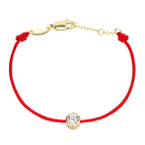 925 Silver Crystal Red Rope Bracelet CZ Pink Band
