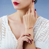 925 Silver Red Rope & Chain Bracelet Crystal Cross Women Jewelry