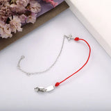 925 Silver Red Rope & Chain Bracelet Crystal Cross Women Jewelry