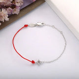 925 Silver Red Rope & Chain Bracelet Crystal Cross Women Jewelry