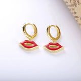 925 Silver Lips Drop Earing Women Party Gift Angel Kiss Hoop Jewelry