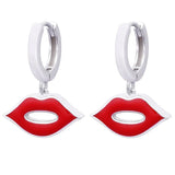 925 Silver Lips Drop Earing Women Party Gift Angel Kiss Hoop Jewelry
