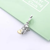 925 Silver Love Cupid & You Charm Pendant Clear CZ Enamel Beads