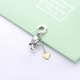 925 Silver Love Cupid & You Charm Pendant Clear CZ Enamel Beads
