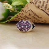 925 Silver Kiss Beads Red Crystal Charms Bracelet Gift