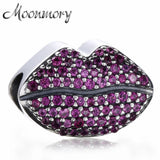 925 Silver Kiss Beads Red Crystal Charms Bracelet Gift