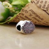 925 Silver Kiss Beads Red Crystal Charms Bracelet Gift