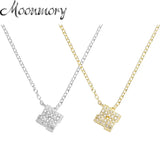 925 Silver Love Knot Necklace Crystal Zircon Chain Jewelry