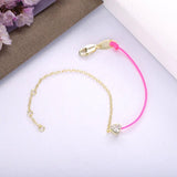 925 Silver Pink Heart Crystal Bracelet for Women Chain Rope Jewelry