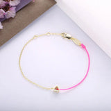 925 Silver Pink Heart Crystal Bracelet for Women Chain Rope Jewelry