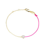 925 Silver Pink Heart Crystal Bracelet for Women Chain Rope Jewelry