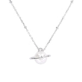 925 Silver Planet Trajectory Pearl Necklace for Women