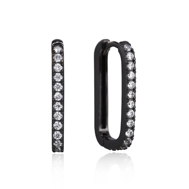 925 Silver Huggie Hoop Earrings Clear Zircon Wedding Party Jewelry