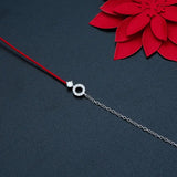 925 Sterling Silver Red Rope Bracelet Crystal Pop Jewelry