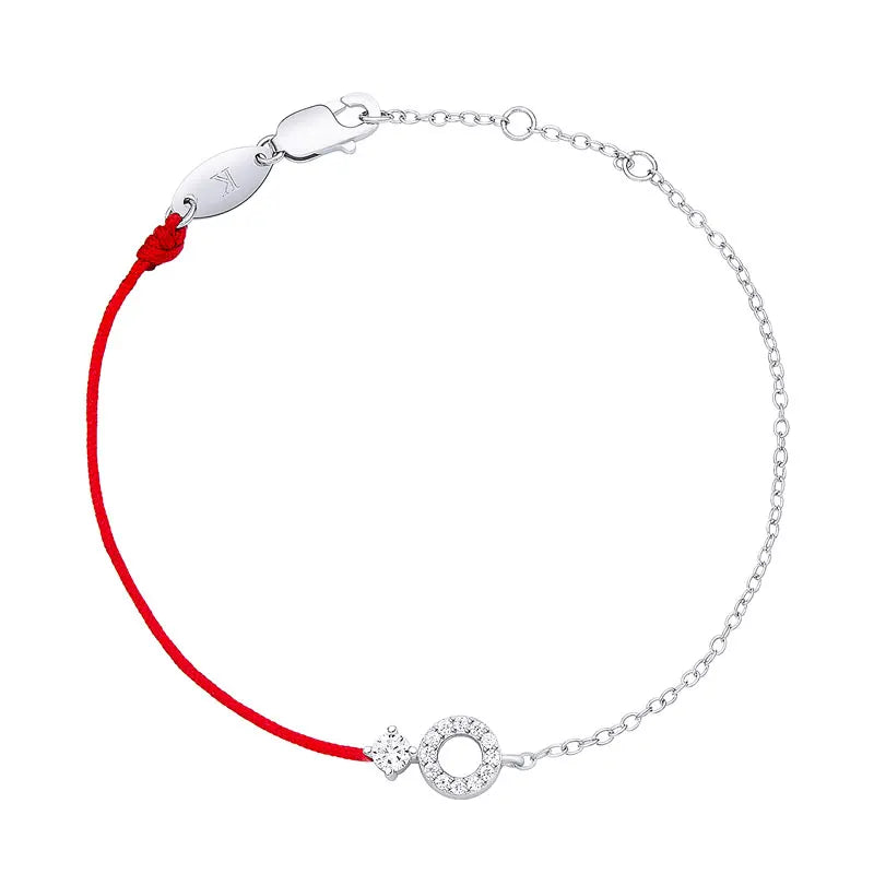 925 Sterling Silver Red Rope Bracelet Crystal Pop Jewelry