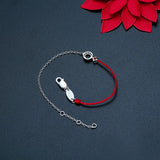 925 Sterling Silver Red Rope Bracelet Crystal Pop Jewelry
