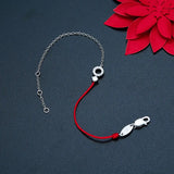 925 Sterling Silver Red Rope Bracelet Crystal Pop Jewelry