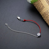 925 Silver Round Eye Red Rope Bracelet For Women Chain Jewelry Gift