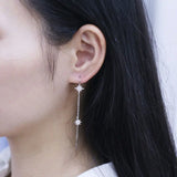 925 Silver Snowflake Long Chain Wedding Earrings European Pop Jewelry