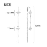 925 Silver Snowflake Long Chain Wedding Earrings European Pop Jewelry