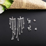 925 Silver Tassel Piercing Earrings CZ Star Pendant
