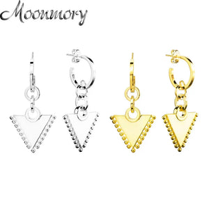 925 Silver Triangle Pendant Earrings European Pop Big Earrings
