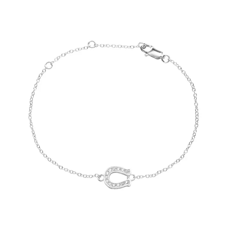 925 Silver U-shaped Bracelet Crystal CZ Letter Jewelry Adjustable Chain