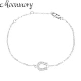 925 Silver U-shaped Bracelet Crystal CZ Letter Jewelry Adjustable Chain