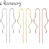 925 Silver Wave Chain Wedding Threader Earrings European Pop Jewelry