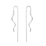 925 Silver Wave Chain Wedding Threader Earrings European Pop Jewelry