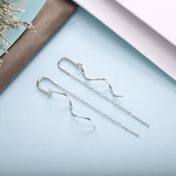 925 Silver Wave Chain Wedding Threader Earrings European Pop Jewelry