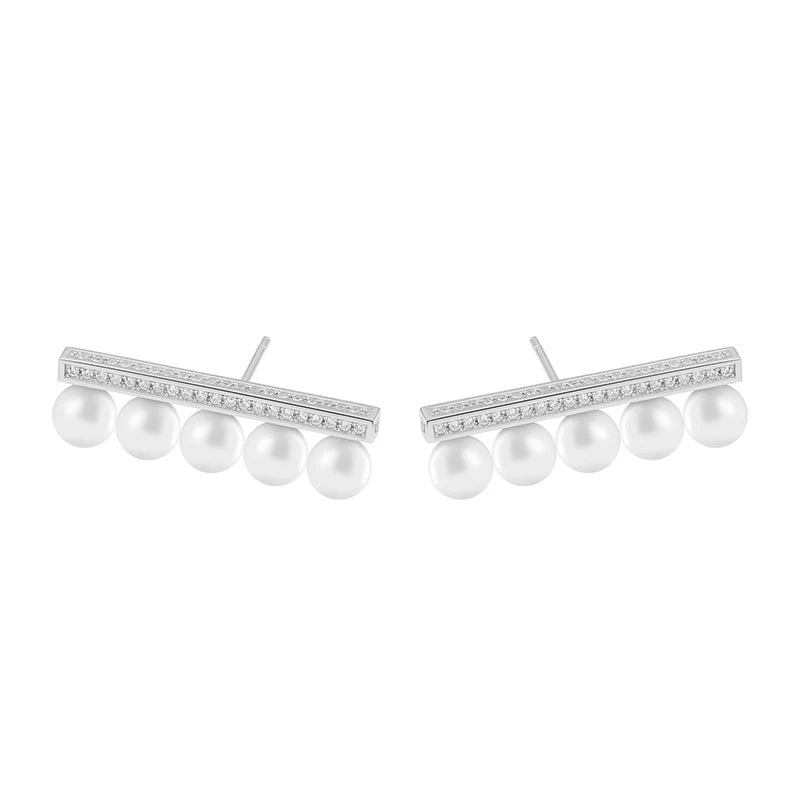 925 Sterling Silver Pearls Stud Earrings for Women