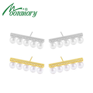 925 Sterling Silver Pearls Stud Earrings for Women