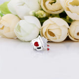 925 Sterling Silver Warm Cocoa Red Ename Cup Charm Bead