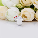 925 Sterling Silver Warm Cocoa Red Ename Cup Charm Bead