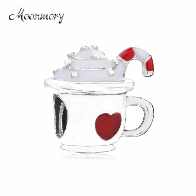 925 Sterling Silver Warm Cocoa Red Ename Cup Charm Bead