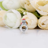 925 Sterling Silver Red Enamel Santa Space Christmas Men Charms Beads