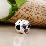 925 Silver Summer Stay Charm with Purple Enamel & Clear CZ Dangle