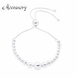 925 Silver String of Beads Sliding Bracelet & Bangle Women Charm Jewelry