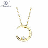 925 Sterling Silver Moon Pendant CZ Crystal Necklace