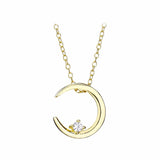 925 Sterling Silver Moon Pendant CZ Crystal Necklace