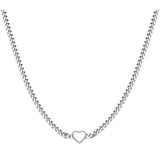 925 Silver Net Chain Necklace Enamel Heart Pendant Choker