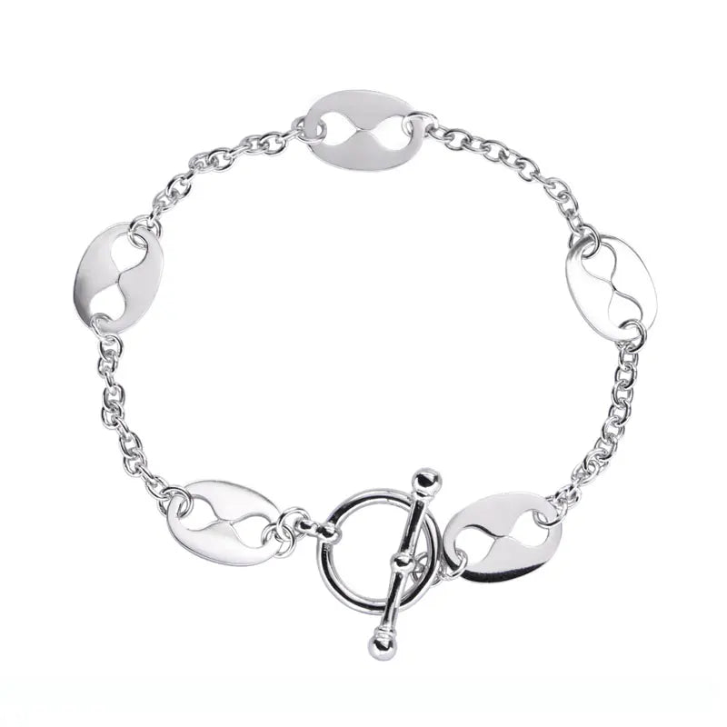 925 Silver Pig Nose Nautical Bracelet Infinity Symbol European Wedding Jewelry
