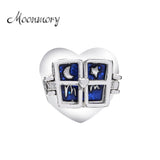 925 Sterling Silver Window Heart Charm Bracelet DIY Jewelry Making