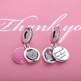 925 Sterling Silver Love Heart Enamel Charms Pendant for Bracelet & Necklace