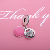 925 Sterling Silver Love Heart Enamel Charms Pendant for Bracelet & Necklace
